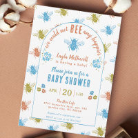 Bee Theme Frimärke Mönster Baby Shower