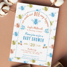 Bee Theme Frimärke Mönster Baby Shower Inbjudningar