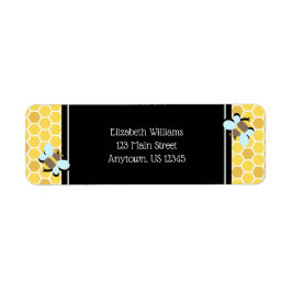 Bee Theme Honeycomb Returadress Etikett