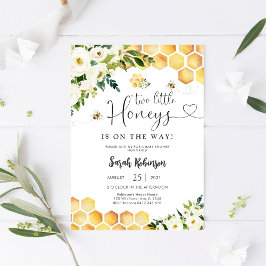 Bee Theme Twin Baby Shower Invitation Inbjudningar