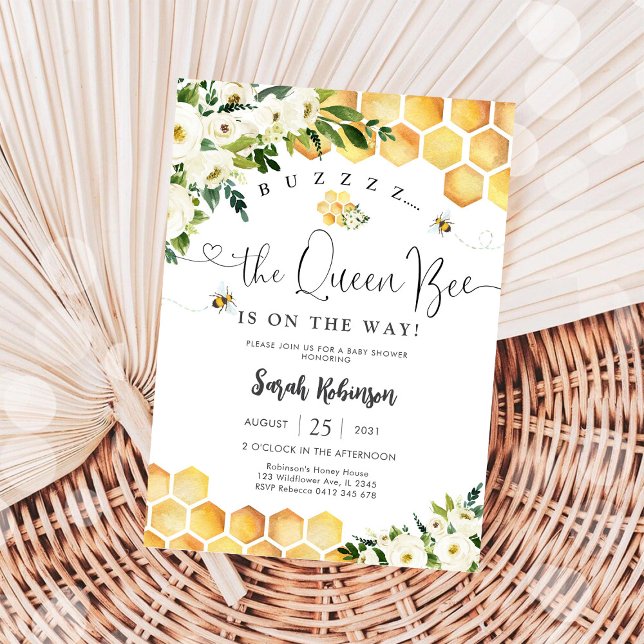 Bee Themed Baby Shower Invitation Inbjudningar (Skapare uppladdad)
