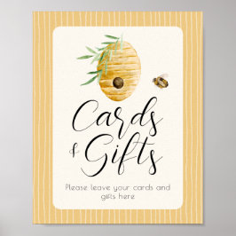 Bee Themed Cards And Gift Baby Shower Table Sign Poster