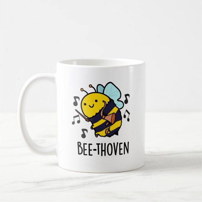 Bee-thoven Funny Music Bee Pun Kaffemugg (Vänster)