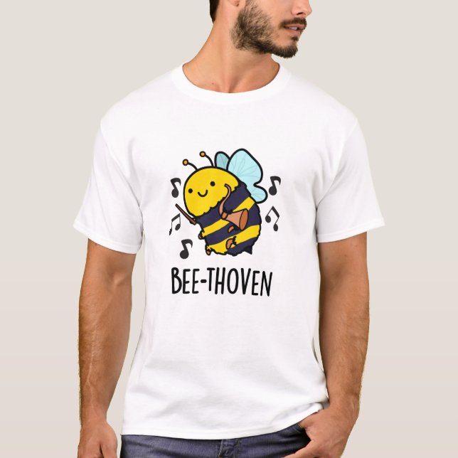 Bee-thoven Funny Music Bee Pun T Shirt (Framsida)