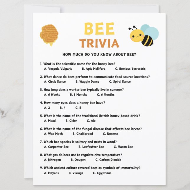 Bee Trivia-spel (Framsida)