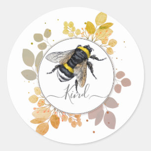Bee-typ med Greenery Runt Klistermärke