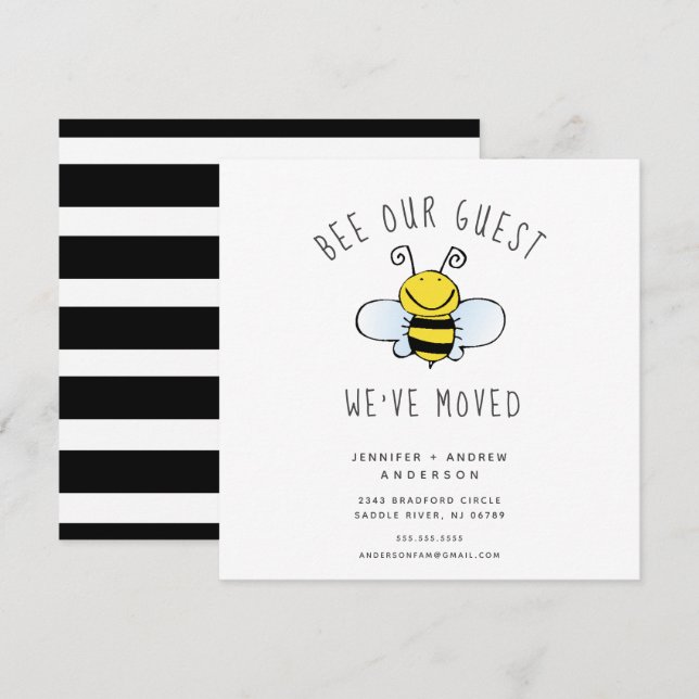 Bee vår gästunderrättelse om Flytta Inbjudningar (Fram/baksida)