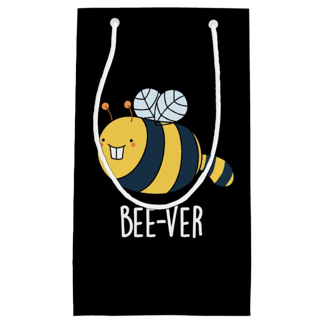 Bee-ver Funny Animal Beaver Bee Pun Mörk BG (Framsidan)