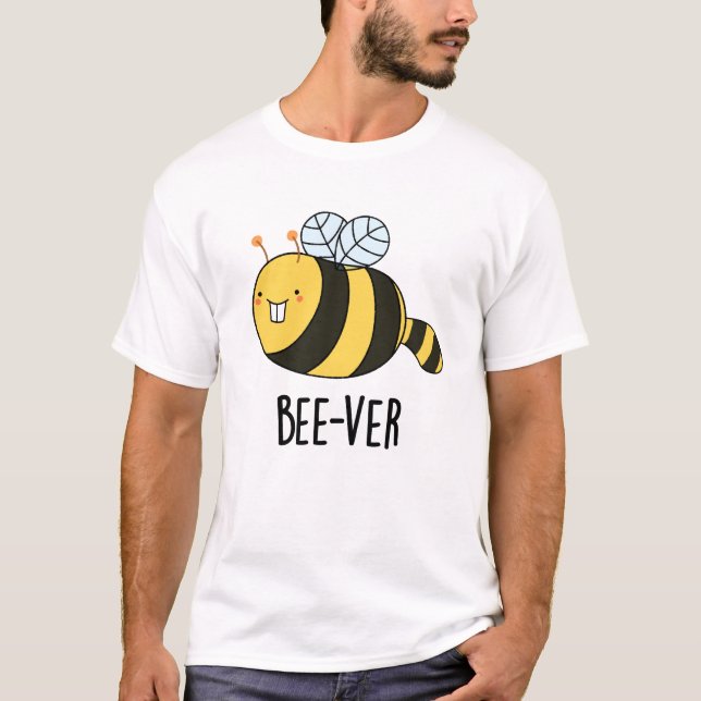 Bee-ver Funny Animal Beaver Bee Pun T Shirt (Framsida)