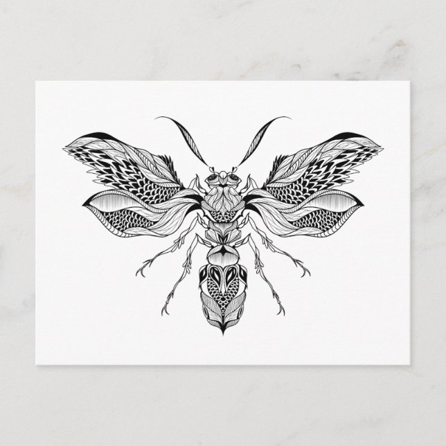 Bee-Wasp Tattoo Vykort (Framsida)