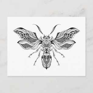 Bee-Wasp Tattoo Vykort