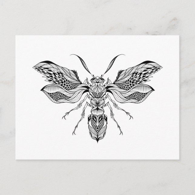 Bee-Wasp Tattoo Vykort (Framsida)