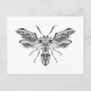 Bee-Wasp Tattoo Vykort