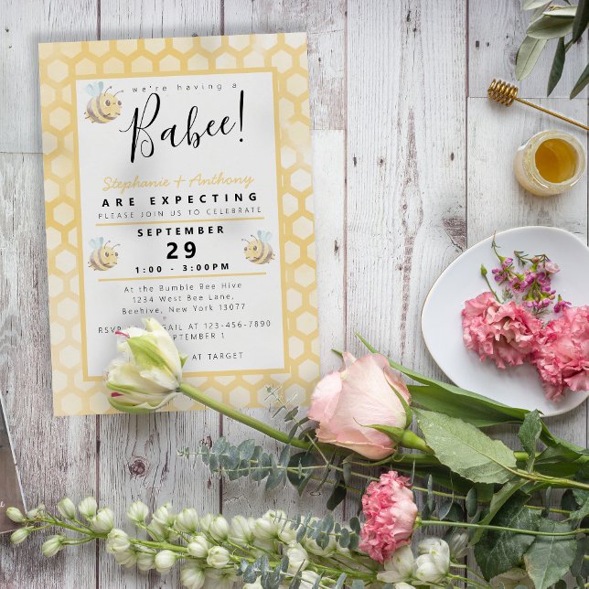 Bee Watercolor Baby Shower Inbjudningar (Skapare uppladdad)