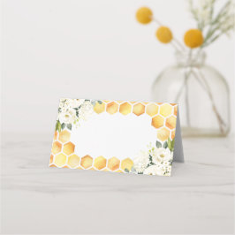 Bee Watercolor Blommigt Food Labels eller Placeringskort