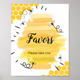 Bee Watercolor Favor-tecken Poster