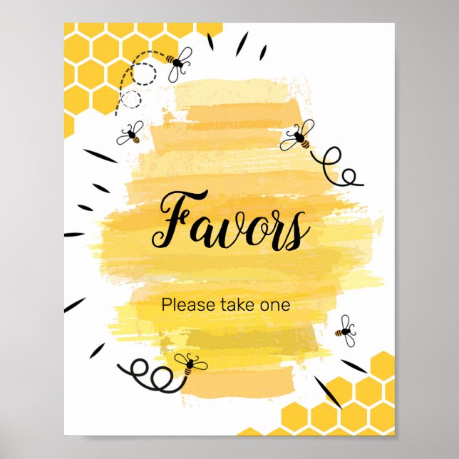 Bee Watercolor Favor-tecken Poster (Framsidan)