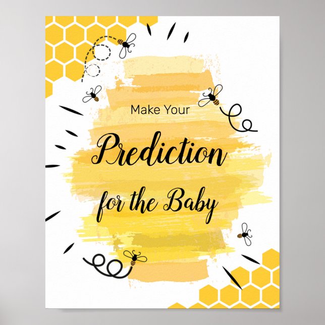 Bee Watercolor-förutsägelser för baby Poster (Framsidan)