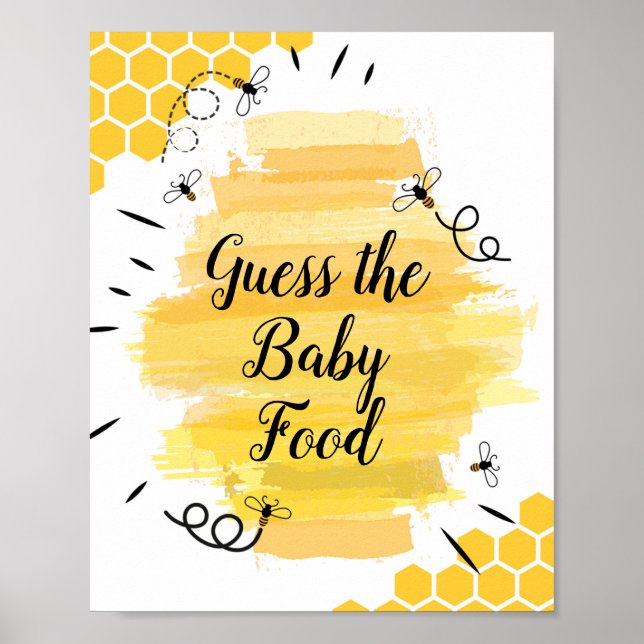 Bee Watercolor Gissa Baby Food Sign Poster (Framsidan)