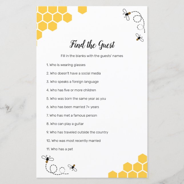 Bee Watercolor Hitta gästspelet (Framsida)