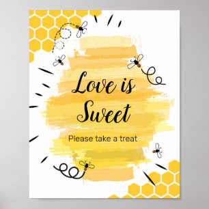 Bee Watercolor Kärlek är Sweet Sign Poster