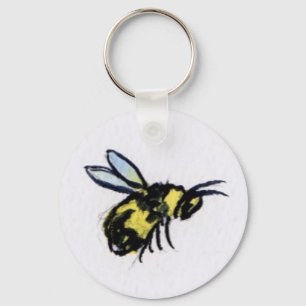 Bee Watercolor Keychain Nyckelring