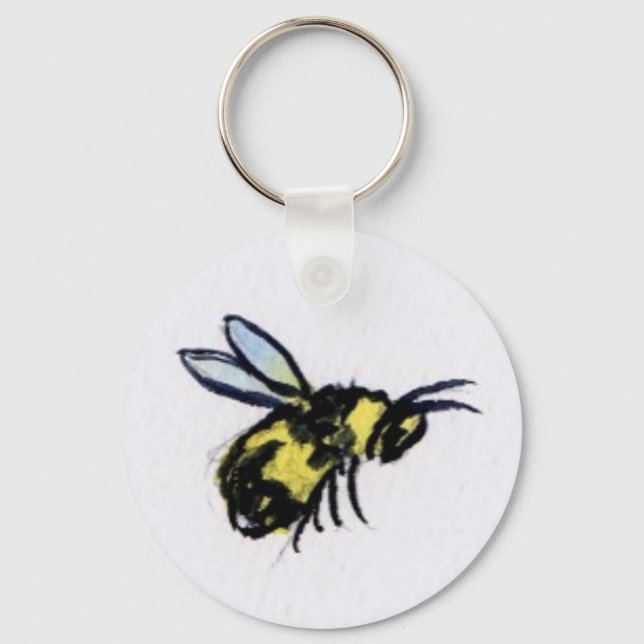 Bee Watercolor Keychain Nyckelring (Framsida)