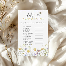 Bee Wildblomme Baby Shower Game baby Ord Flygblad