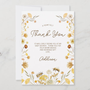 Bee Wildblomme Baby Shower Tack för ditt kort