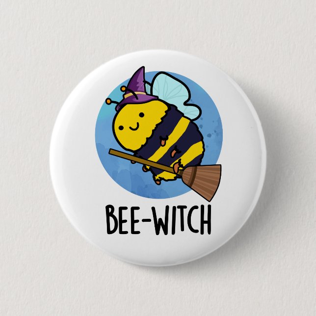 Bee-witch Funny Bee Pun Knapp (Framsida)