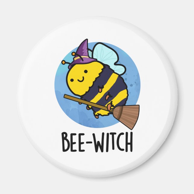 Bee-witch Funny Bee Pun Magnet (Framsidan)