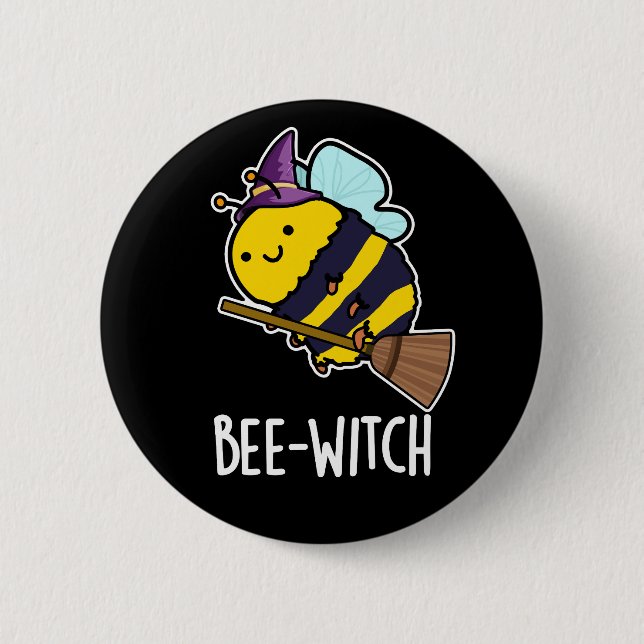 Bee-witch Funny Bee Pun Mörk BG Knapp (Framsida)