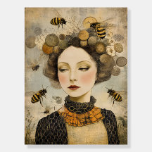 Bee Woman Art Print - Whimsical Porträtt