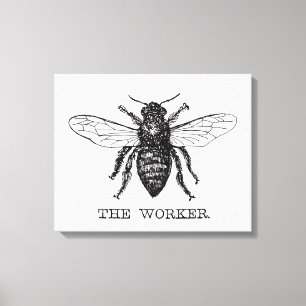 Bee Worker honey Black Bumblebee Canvastryck