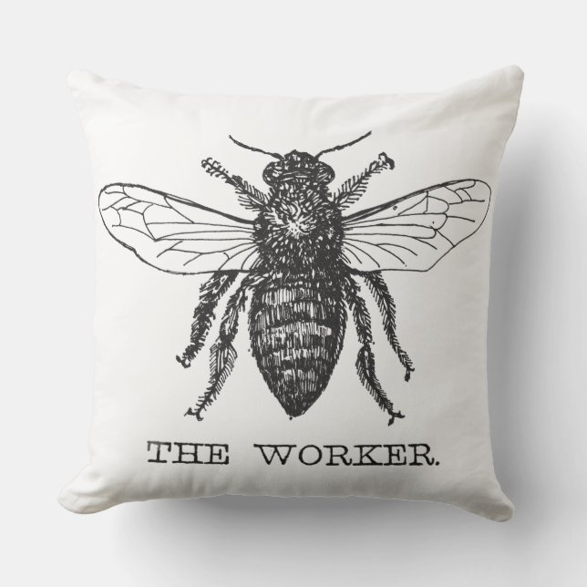 Bee Worker honey Black Bumblebee Kudde (Framsida)