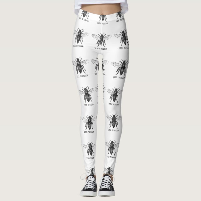 Bee Worker honey Black Bumblebee Leggings (Framsida)