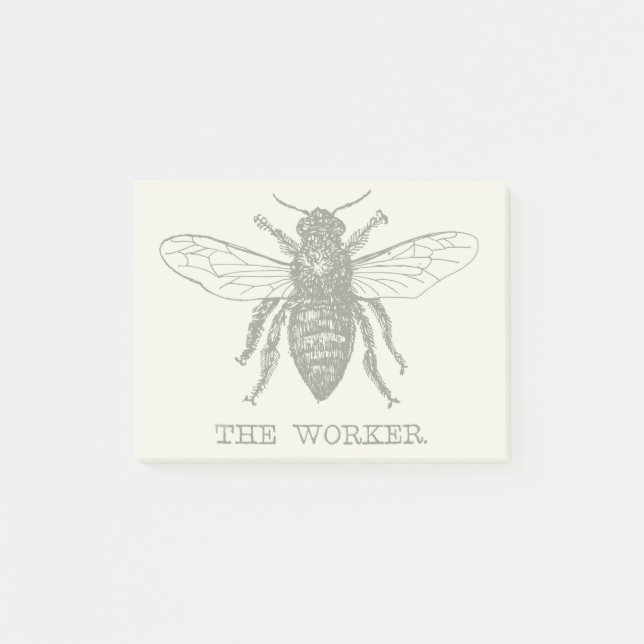 Bee Worker honey Black Bumblebee Post-it Block (Framsida)