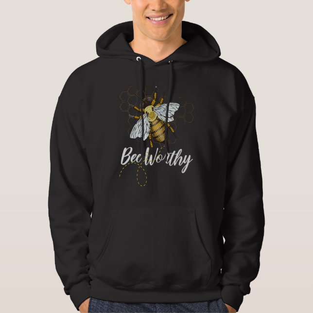 Bee Worthy Bumble Bee Design Hoodie (Framsida)