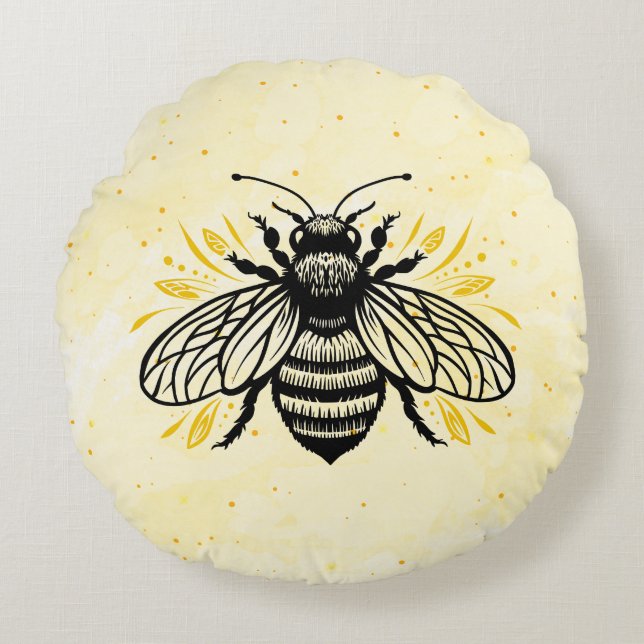 Bee-yond Beautiful Rund Kudde (Framsidan)