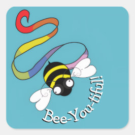 Bee-You-tiful Rainbow Sticker Fyrkantigt Klistermärke