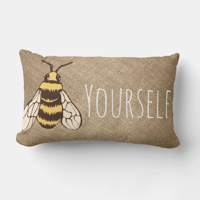 Bee Yourself Cute Humla Burlap Lumbarkudde (Framsida)