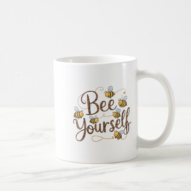Bee Yourself Motivational Funny  Kaffemugg (Höger)