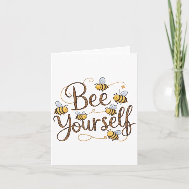 Bee Yourself Motivational Funny  Kort (Framsida)