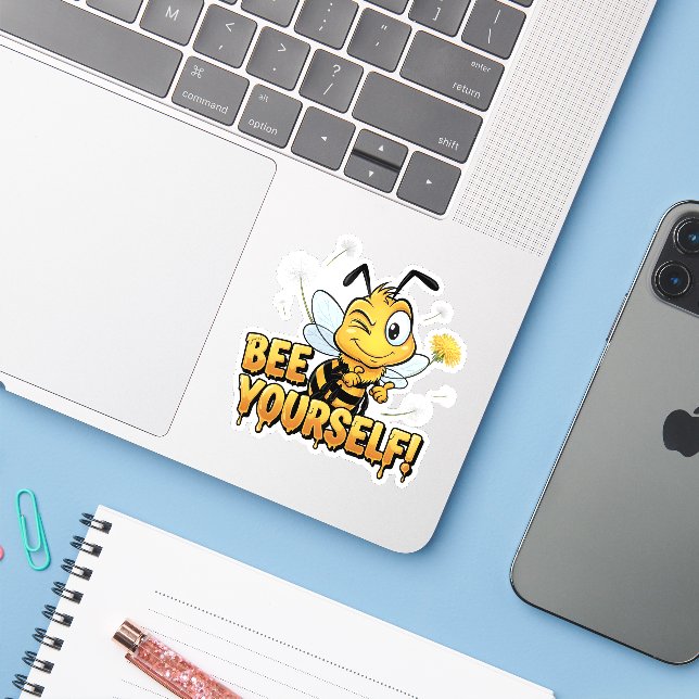Bee Yourself Sticker Klistermärken (Laptop med iPhone)