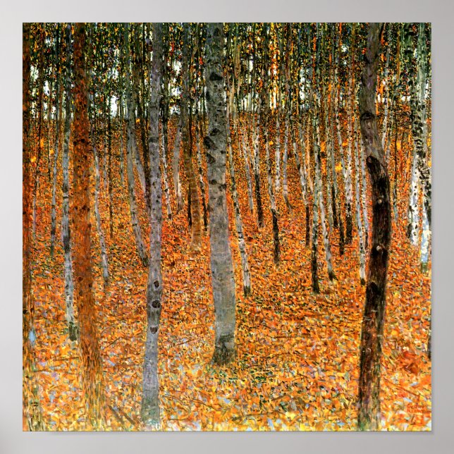 Beech Forest by Gustav Klimt Fine Art Poster Skriv (Framsidan)