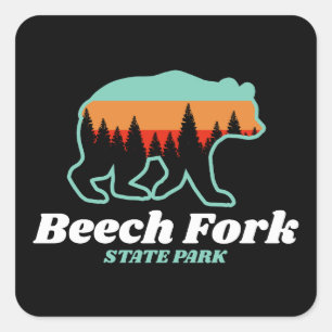 Beech Fork State Park WV Bear Retro Vintage Fyrkantigt Klistermärke