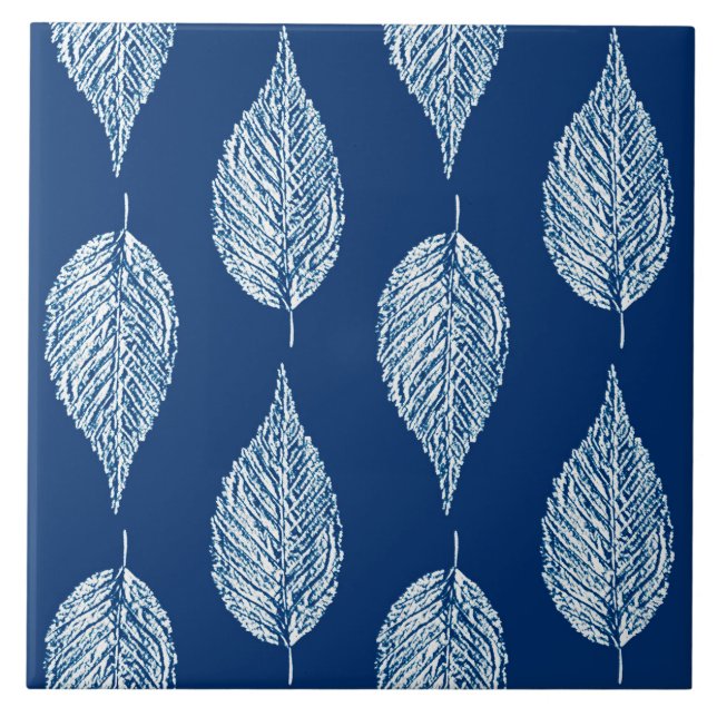 Beech Löv Chalk Print, Cobalt Blue and White Kakelplatta (Framsidan)