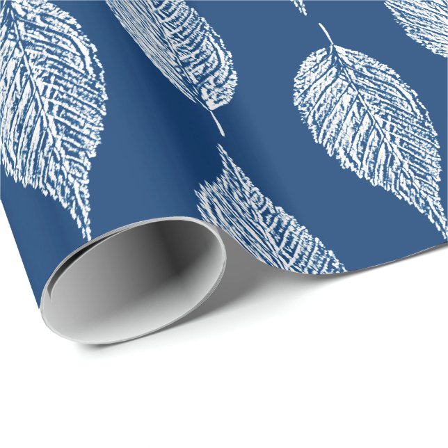 Beech Löv Chalk Print, Cobalt Blue and White Presentpapper (Rullad Hörn)