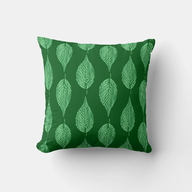 Beech Löv Chalk Print, Deep Emerald Grönt Kudde (Framsida)