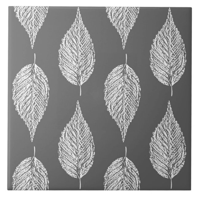Beech Löv Chalk Print, Grått/Grått och White Kakelplatta (Framsidan)